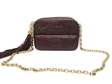 画像をギャラリービューアに読み込む, CHANEL シャネル チェーンショルダーバッグ 3番台 ココマーク フリンジ レザー ボルドー ゴールド金具 美品 中古 4b007025