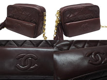 画像をギャラリービューアに読み込む, CHANEL シャネル チェーンショルダーバッグ 3番台 ココマーク フリンジ レザー ボルドー ゴールド金具 美品 中古 4b007025