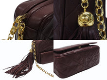 画像をギャラリービューアに読み込む, CHANEL シャネル チェーンショルダーバッグ 3番台 ココマーク フリンジ レザー ボルドー ゴールド金具 美品 中古 4b007025