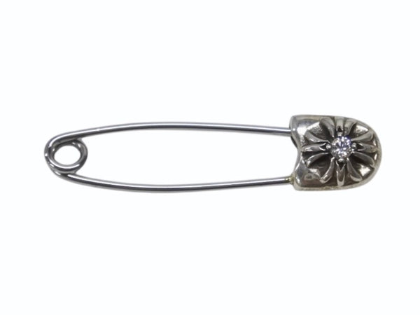 極美品 CHROME HEARTS クロムハーツ セーフティピン スモール 1Pダイヤ チャーム シルバー SV925 1.6g 中古 4b007074