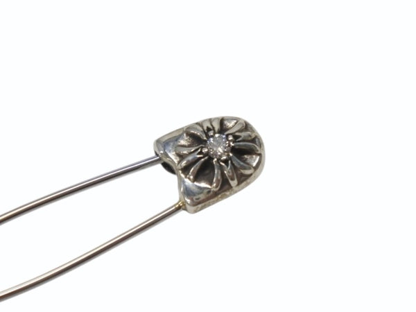 極美品 CHROME HEARTS クロムハーツ セーフティピン スモール 1Pダイヤ チャーム シルバー SV925 1.6g 中古 4b007074