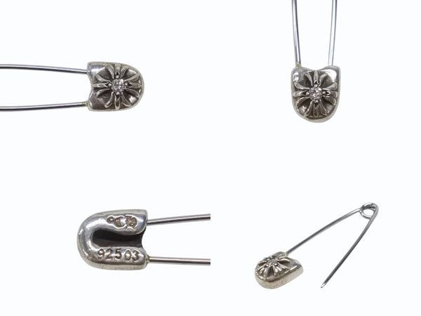 極美品 CHROME HEARTS クロムハーツ セーフティピン スモール 1Pダイヤ チャーム シルバー SV925 1.6g 中古 4b007074