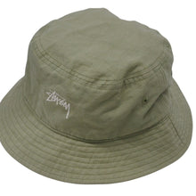 画像をギャラリービューアに読み込む, STUSSY ステューシー 刺繍 ロゴ バケットハット 1321067 グリーン コットン サイズ L/XL 美品 中古 4b007077