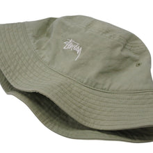 画像をギャラリービューアに読み込む, STUSSY ステューシー 刺繍 ロゴ バケットハット 1321067 グリーン コットン サイズ L/XL 美品 中古 4b007077