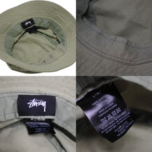 画像をギャラリービューアに読み込む, STUSSY ステューシー 刺繍 ロゴ バケットハット 1321067 グリーン コットン サイズ L/XL 美品 中古 4b007077