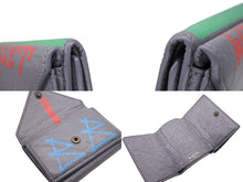 画像をギャラリービューアに読み込む, BALENCIAGA バレンシアガ ペーパー グラフィティ コンパクト ウォレット 三つ折り財布 391446 グレー レザー ゴールド金具 美品 中古 4b007083