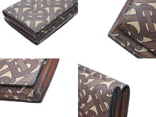 画像をギャラリービューアに読み込む, 極美品 BURBERRY バーバリー TB モノグラム コンパクトウォレット 三つ折り財布 ブラウン PVC レザー 中古 4b007084