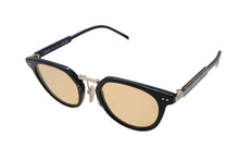 画像をギャラリービューアに読み込む, PRADA プラダ ロゴ サングラス SPR 17Y クリスタルマスタードイエローレンズ ブラック ゴールド金具 サイズ49□22 美品 中古 4b007087