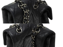 画像をギャラリービューアに読み込む, 極美品 CHANEL シャネル マトラッセ25 チェーンショルダーバッグ ココマーク 13番台 キャビアスキン ブラック シルバー金具 中古 4b007101