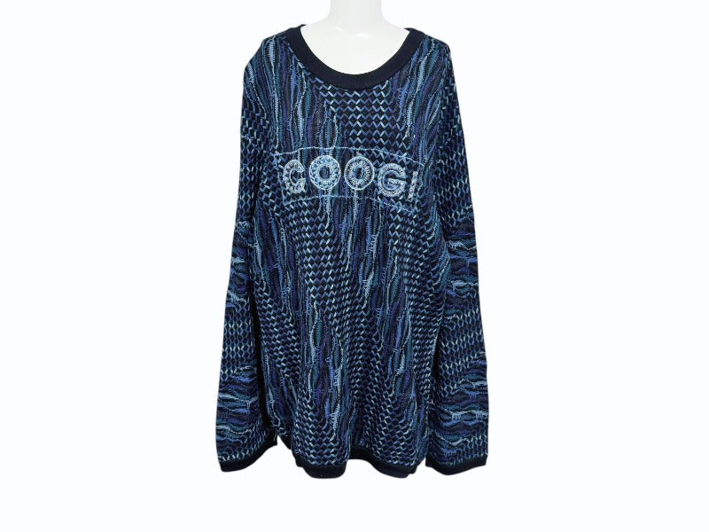 COOGI Vintage 3D 3D Knit Long Sleeve Braided Embroidery Navy Black Blue Size XL Good Condition Used 4b007104