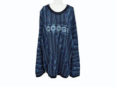 COOGI クージー vintage 3D立体ニット 長袖 編み込み 刺繍 ネイビーブラックブルー系 サイズXL 美品 中古 4b007104