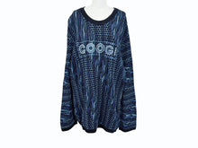 画像をギャラリービューアに読み込む, COOGI クージー vintage 3D立体ニット 長袖 編み込み 刺繍 ネイビーブラックブルー系 サイズXL 美品 中古 4b007104