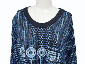 COOGI クージー vintage 3D立体ニット 長袖 編み込み 刺繍 ネイビーブラックブルー系 サイズXL 美品 中古 4b007104