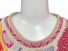 Load image into Gallery viewer, COOGI クージー vintage 半袖 3D立体ニット 編み込み マルチカラー ベージュピンクイエロー系 サイズSS 美品 中古 4b007110