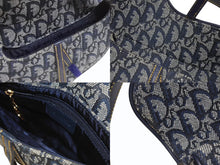 Load image into Gallery viewer, Christian Dior クリスチャンディオール ワンショルダーバッグ サドルバッグ トロッター ガリアーノ期 キャンバス レザー ネイビー 美品 中古 4b007134