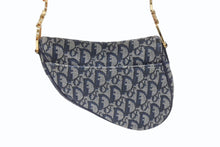Load image into Gallery viewer, Christian Dior クリスチャンディオール ワンショルダーバッグ サドルバッグ トロッター ガリアーノ期 キャンバス レザー ネイビー 美品 中古 4b007134