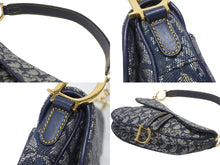 Load image into Gallery viewer, Christian Dior クリスチャンディオール ワンショルダーバッグ サドルバッグ トロッター ガリアーノ期 キャンバス レザー ネイビー 美品 中古 4b007134