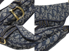 Load image into Gallery viewer, Christian Dior クリスチャンディオール ワンショルダーバッグ サドルバッグ トロッター ガリアーノ期 キャンバス レザー ネイビー 美品 中古 4b007134