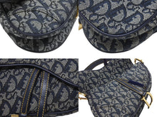 Load image into Gallery viewer, Christian Dior クリスチャンディオール ワンショルダーバッグ サドルバッグ トロッター ガリアーノ期 キャンバス レザー ネイビー 美品 中古 4b007134