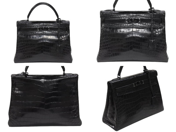 新品同様 HERMES エルメス ケリー32 外縫い ソーブラック □N刻印 ニロティカスマット ブラック金具 ハンドバッグ 2WAY 中古 4b007135