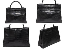 画像をギャラリービューアに読み込む, 新品同様 HERMES エルメス ケリー32 外縫い ソーブラック □N刻印 ニロティカスマット ブラック金具 ハンドバッグ 2WAY 中古 4b007135