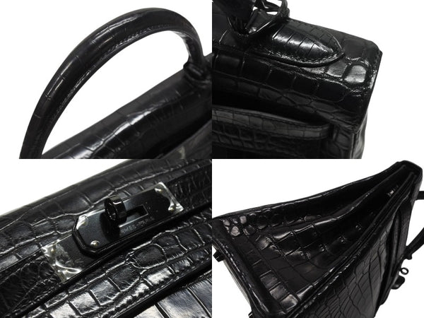 新品同様 HERMES エルメス ケリー32 外縫い ソーブラック □N刻印 ニロティカスマット ブラック金具 ハンドバッグ 2WAY 中古 4b007135
