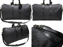 画像をギャラリービューアに読み込む, LOUISVUITTON ルイヴィトン キーポルバンドリエール45 ボストンバッグ N41418 ダミエグラフィット ブラック 美品 中古 4b007136