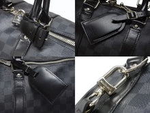 画像をギャラリービューアに読み込む, LOUISVUITTON ルイヴィトン キーポルバンドリエール45 ボストンバッグ N41418 ダミエグラフィット ブラック 美品 中古 4b007136