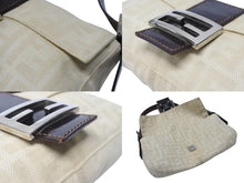 画像をギャラリービューアに読み込む, FENDI フェンディ マンマバケット ワンショルダーバッグ 26424 ズッキーノ柄 キャンバス レザー ベージュ シルバー金具 美品 中古 4b007137