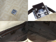 画像をギャラリービューアに読み込む, FENDI フェンディ マンマバケット ワンショルダーバッグ 26424 ズッキーノ柄 キャンバス レザー ベージュ シルバー金具 美品 中古 4b007137