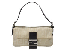 画像をギャラリービューアに読み込む, FENDI フェンディ マンマバケット ワンショルダーバッグ 26424 ズッキーノ柄 キャンバス レザー ベージュ シルバー金具 美品 中古 4b007137