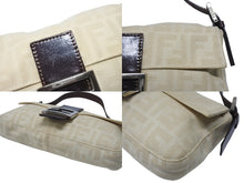 画像をギャラリービューアに読み込む, FENDI フェンディ マンマバケット ワンショルダーバッグ 26424 ズッキーノ柄 キャンバス レザー ベージュ シルバー金具 美品 中古 4b007137