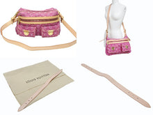 画像をギャラリービューアに読み込む, 新品同様 LOUIS VUITTON ルイヴィトン バギーPM ワンショルダーバッグ M95212 モノグラム デニム レザー ピンク 中古 4b007139