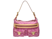 画像をギャラリービューアに読み込む, 新品同様 LOUIS VUITTON ルイヴィトン バギーPM ワンショルダーバッグ M95212 モノグラム デニム レザー ピンク 中古 4b007139