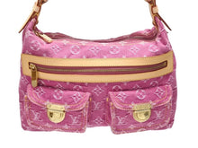 画像をギャラリービューアに読み込む, 新品同様 LOUIS VUITTON ルイヴィトン バギーPM ワンショルダーバッグ M95212 モノグラム デニム レザー ピンク 中古 4b007139