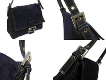 画像をギャラリービューアに読み込む, FENDI フェンディ マンマバケット ワンショルダーバッグ 26425 デニム レザー ネイビー シルバー金具 美品 中古 4b007142