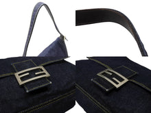 画像をギャラリービューアに読み込む, FENDI フェンディ マンマバケット ワンショルダーバッグ 26425 デニム レザー ネイビー シルバー金具 美品 中古 4b007142