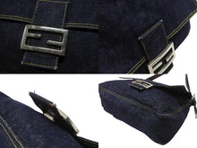 画像をギャラリービューアに読み込む, FENDI フェンディ マンマバケット ワンショルダーバッグ 26425 デニム レザー ネイビー シルバー金具 美品 中古 4b007142