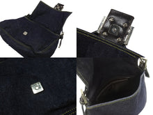 画像をギャラリービューアに読み込む, FENDI フェンディ マンマバケット ワンショルダーバッグ 26425 デニム レザー ネイビー シルバー金具 美品 中古 4b007142