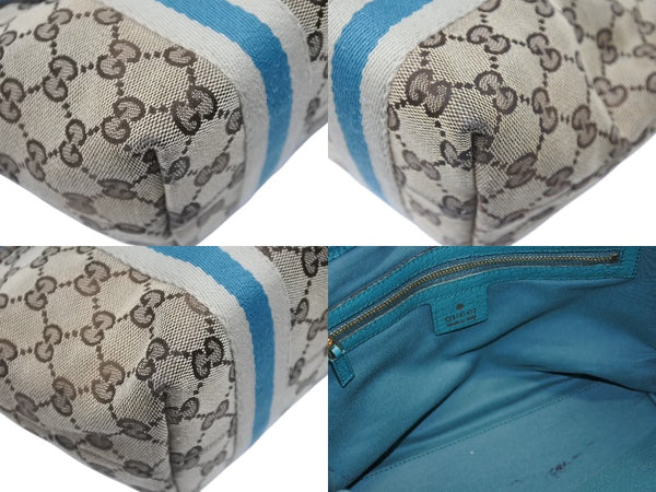 GUCCI グッチ ハンドバッグ 120844 ブラウン ベージュ GGスプリームキャンバス レザー シルバー金具 美品 中古 4b007144