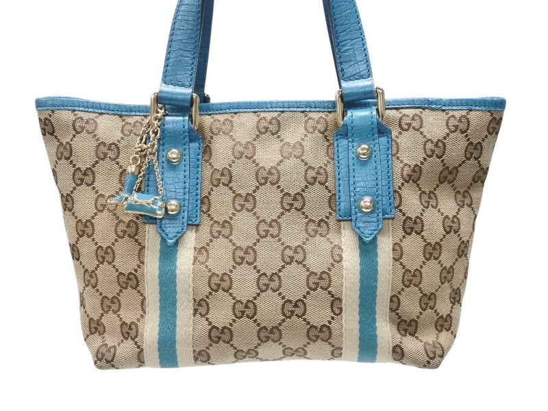 GUCCI グッチ ハンドバッグ 120844 ブラウン ベージュ GGスプリームキャンバス レザー シルバー金具 美品 中古 4b007144