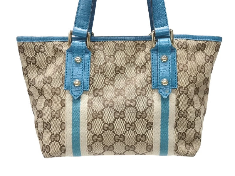 GUCCI グッチ ハンドバッグ 120844 ブラウン ベージュ GGスプリームキャンバス レザー シルバー金具 美品 中古 4b007144