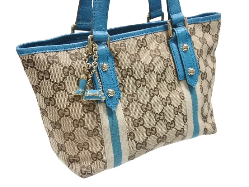 GUCCI グッチ ハンドバッグ 120844 ブラウン ベージュ GGスプリームキャンバス レザー シルバー金具 美品 中古 4b007144