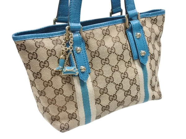 GUCCI グッチ ハンドバッグ 120844 ブラウン ベージュ GGスプリームキャンバス レザー シルバー金具 美品 中古 4b007144