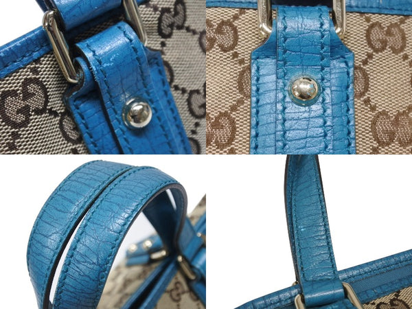 GUCCI グッチ ハンドバッグ 120844 ブラウン ベージュ GGスプリームキャンバス レザー シルバー金具 美品 中古 4b007144