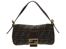 画像をギャラリービューアに読み込む, FENDI フェンディ マンマバケット ワンショルダーバッグ 26424 ズッカ柄 ブラウン キャンバス レザー ゴールド金具 美品 中古 4b007146
