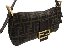画像をギャラリービューアに読み込む, FENDI フェンディ マンマバケット ワンショルダーバッグ 26424 ズッカ柄 ブラウン キャンバス レザー ゴールド金具 美品 中古 4b007146