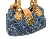 Load image into Gallery viewer, LOUIS VUITTON ルイヴィトン プリーティ ハンドバッグ M95020 モノグラム デニム レザー ブルー ゴールド金具 美品 中古 4b007162