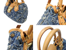 Load image into Gallery viewer, LOUIS VUITTON ルイヴィトン プリーティ ハンドバッグ M95020 モノグラム デニム レザー ブルー ゴールド金具 美品 中古 4b007162