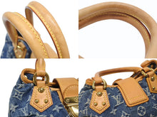 Load image into Gallery viewer, LOUIS VUITTON ルイヴィトン プリーティ ハンドバッグ M95020 モノグラム デニム レザー ブルー ゴールド金具 美品 中古 4b007162